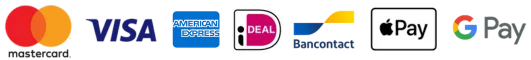 Secure Payment: Mastercard, Visa, Amex, iDeal, Bancontact, Apple Pay, Google Pay